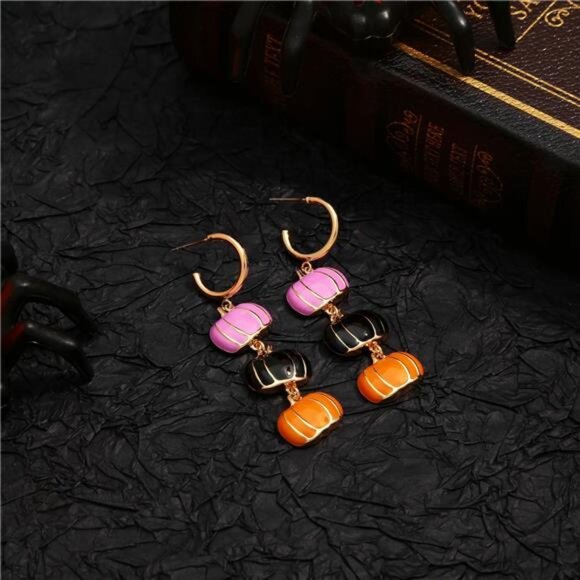 ✨ Halloween Pumpkin Earrings – Festive Triple Color Design - Picture 5 of 5
